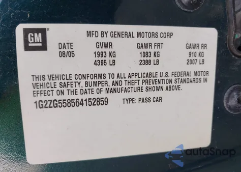 2006 Pontiac G6 z USA, uszkodzony, nr VIN 1G2ZG558564152859